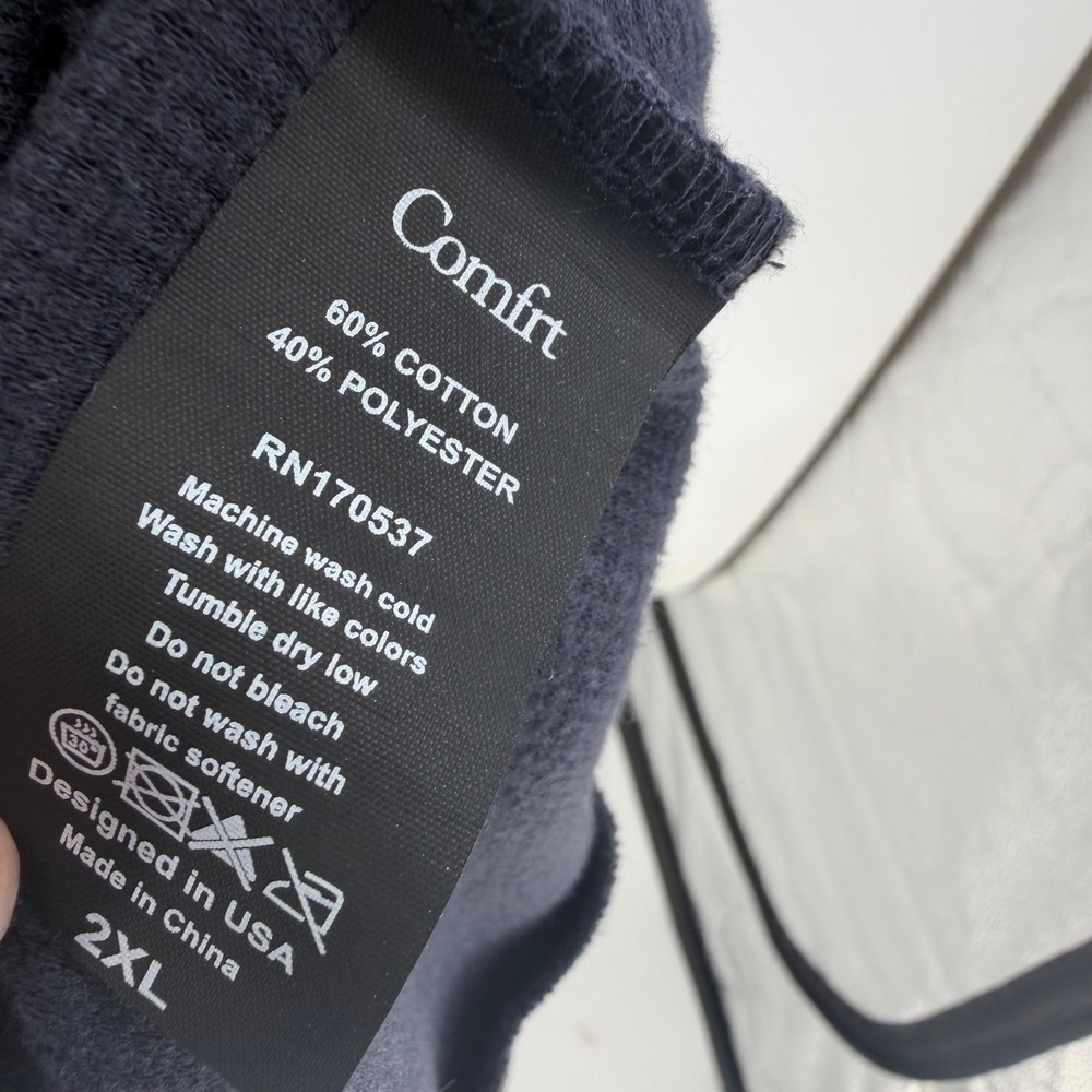 COMFRT WAFFLE LOUNGE Womens 2XL Navy Blue Oversized Crewneck Cozy Minimal Casual - Picture 7 of 8